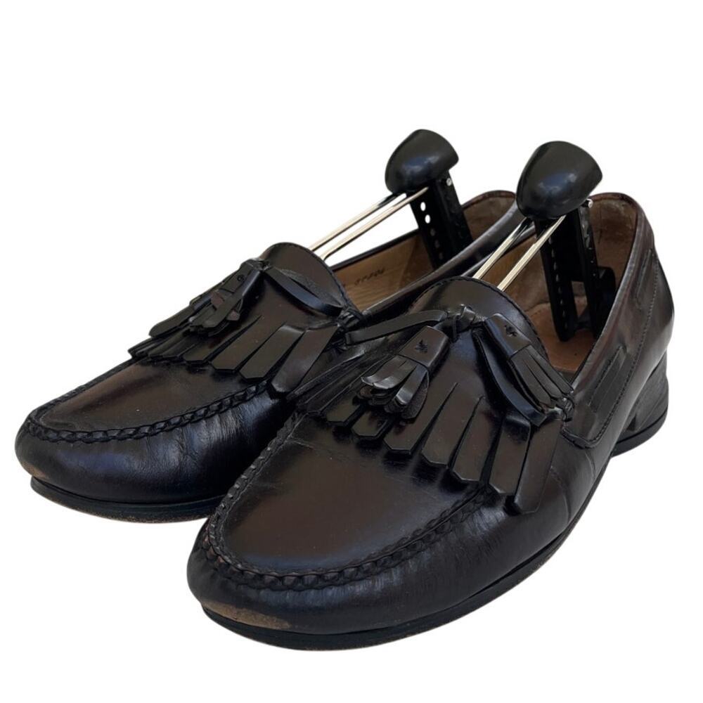 Mens Cole Haan Leather Slip-On Kiltie Tassel Preppy Loafer Shoes SZ 12 Brown